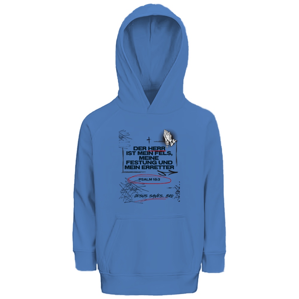 JESUS SAVES BRO - DER HERR IST MEIN FELS - KIDS HOODIE