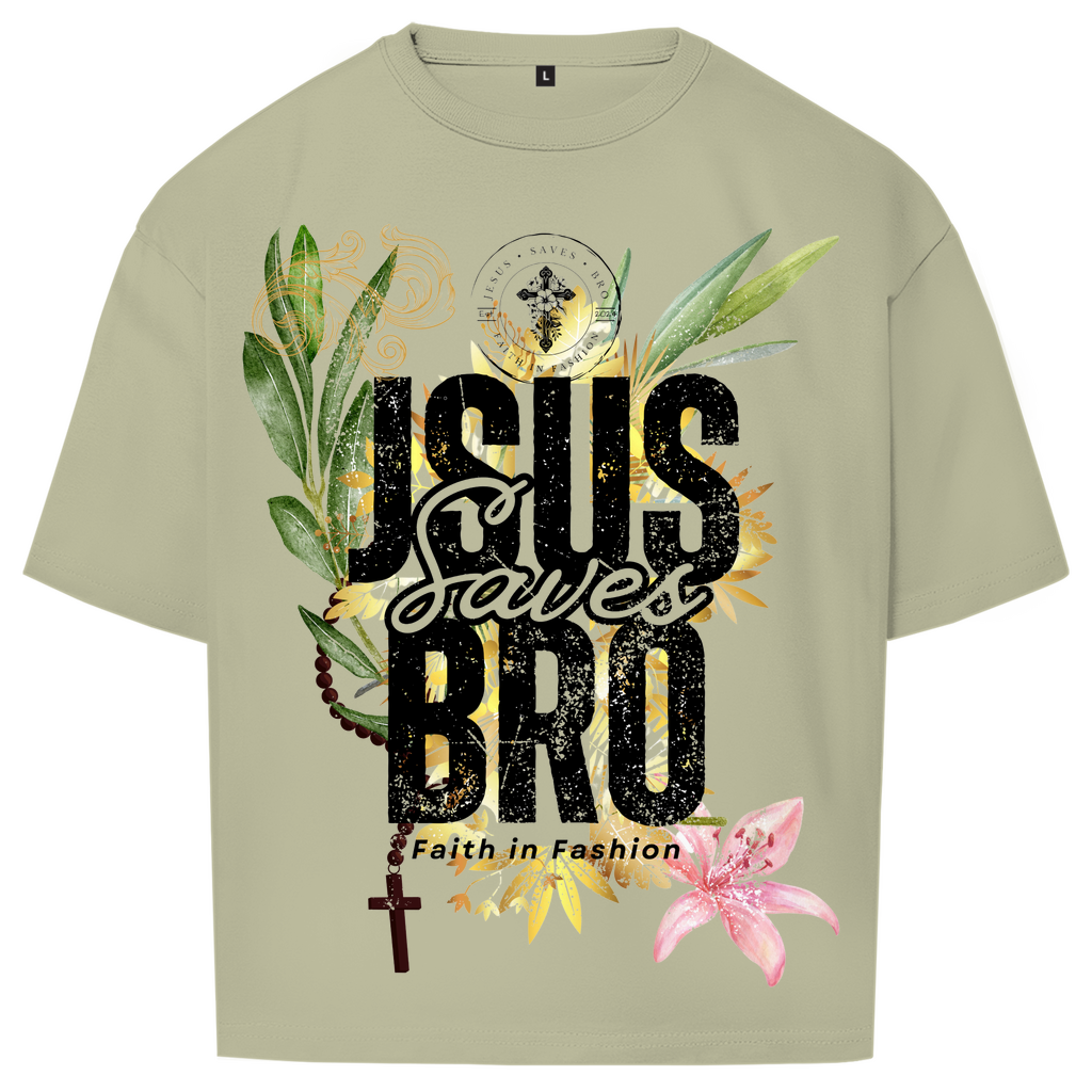 JESUS SAVES BRO - FLOWERS & CHAIN - OVERSIZE SHIRT - UNISEX