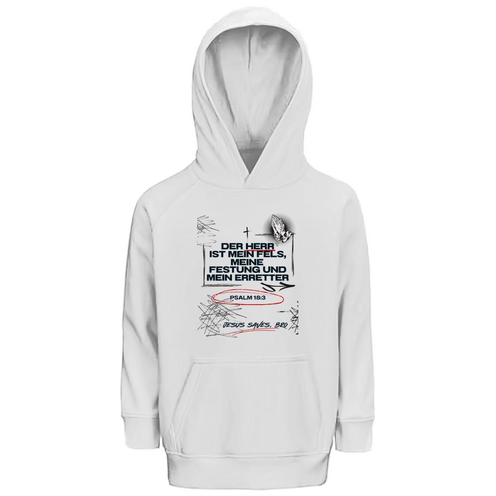 JESUS SAVES BRO - DER HERR IST MEIN FELS - KIDS HOODIE