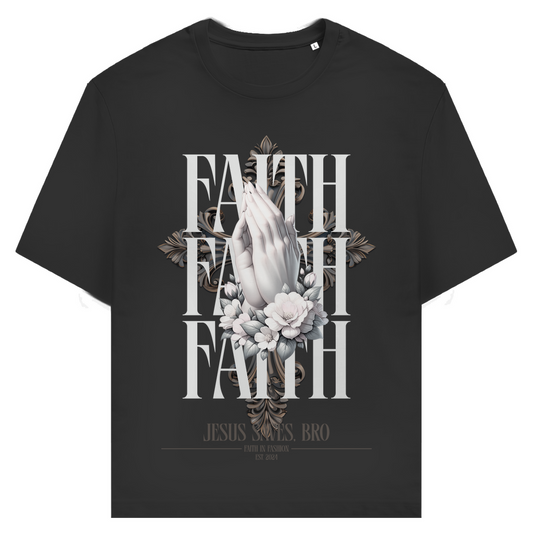 JESUS SAVES BRO - PRAYING HANDS - T-SHIRT - UNISEX - FRONT - BLACK