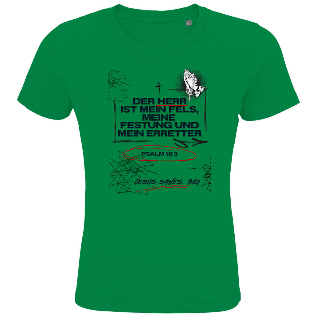 JESUS SAVES BRO - DER HERR IST MEIN FELS - T-SHIRT KIDS