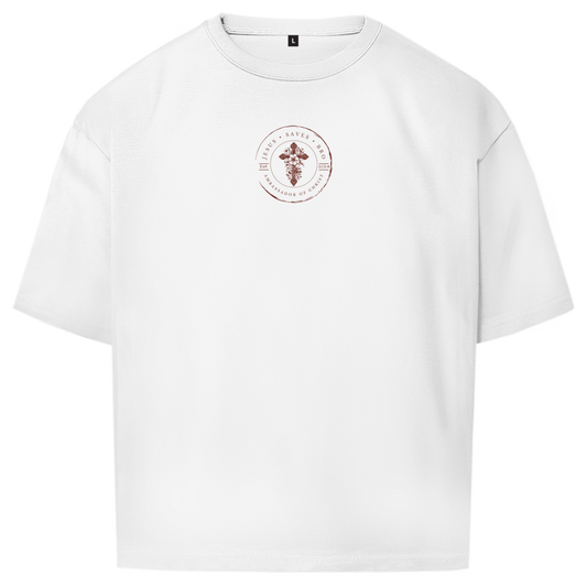 JESUS SAVES BRO - GOD THE GREAT ARCHITECT - OVERSIZE SHIRT - UNISEX - FRONT - WEISS