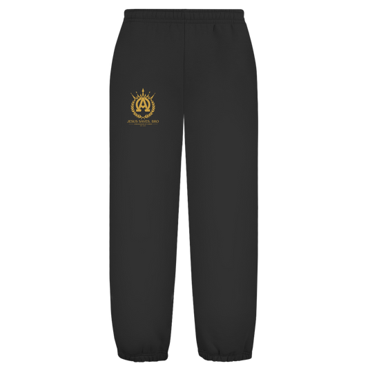 JESUS SAVES BRO - ALPHA & OMEGA - JOGGER - UNISEX - FRONT - BLACK