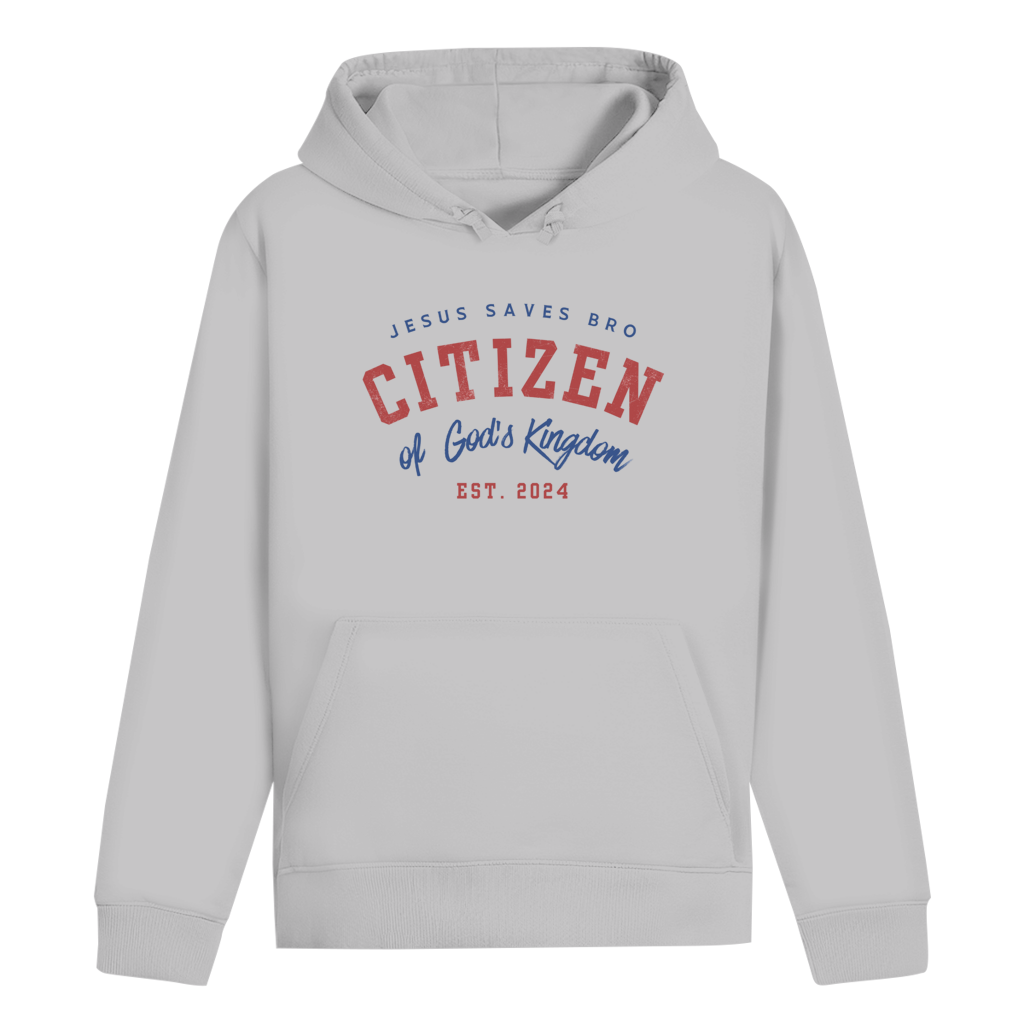 Citizen of God's Kingdom - Jesus saves, Bro_White_Hoodie_Front