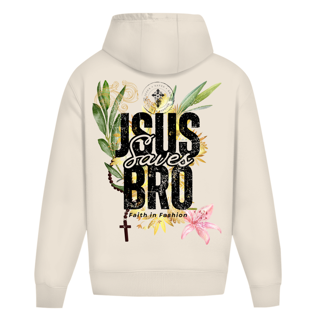 JESUS SAVES BRO - FLOWERS & CHAIN - OVERSIZE HOODIE - UNISEX