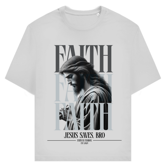 JESUS SAVES BRO - FAITH & JESUS - T-SHIRT - UNISEX - FRONT - HEATHER GREY
