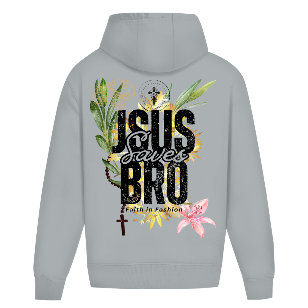 JESUS SAVES BRO - FLOWERS & CHAIN - OVERSIZE HOODIE - UNISEX