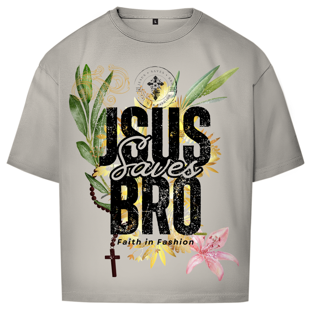 JESUS SAVES BRO - FLOWERS & CHAIN - OVERSIZE SHIRT - UNISEX
