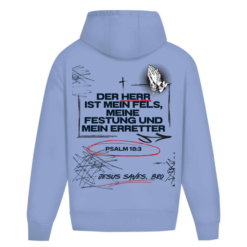 JESUS SAVES BRO - DER HERR IST MEIN FELS - OVERSIZE HOODIE - UNISEX