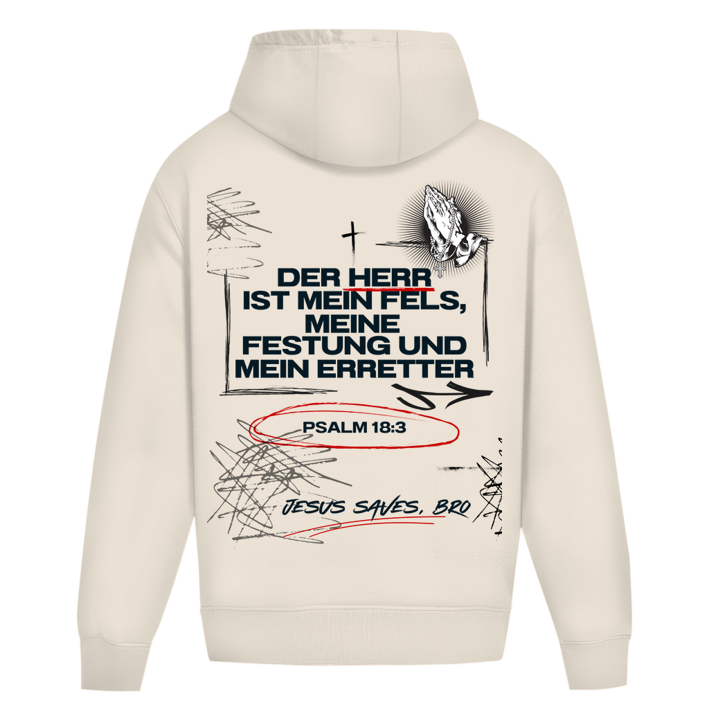 JESUS SAVES BRO - DER HERR IST MEIN FELS - OVERSIZE HOODIE - UNISEX