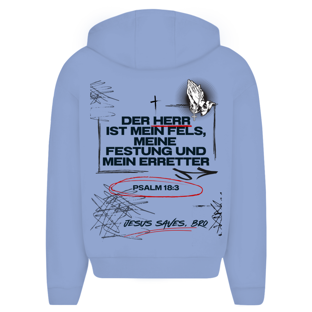 JESUS SAVES BRO - DER HERR IST MEIN FELS - ZIPPER - UNISEX - OVERSIZE