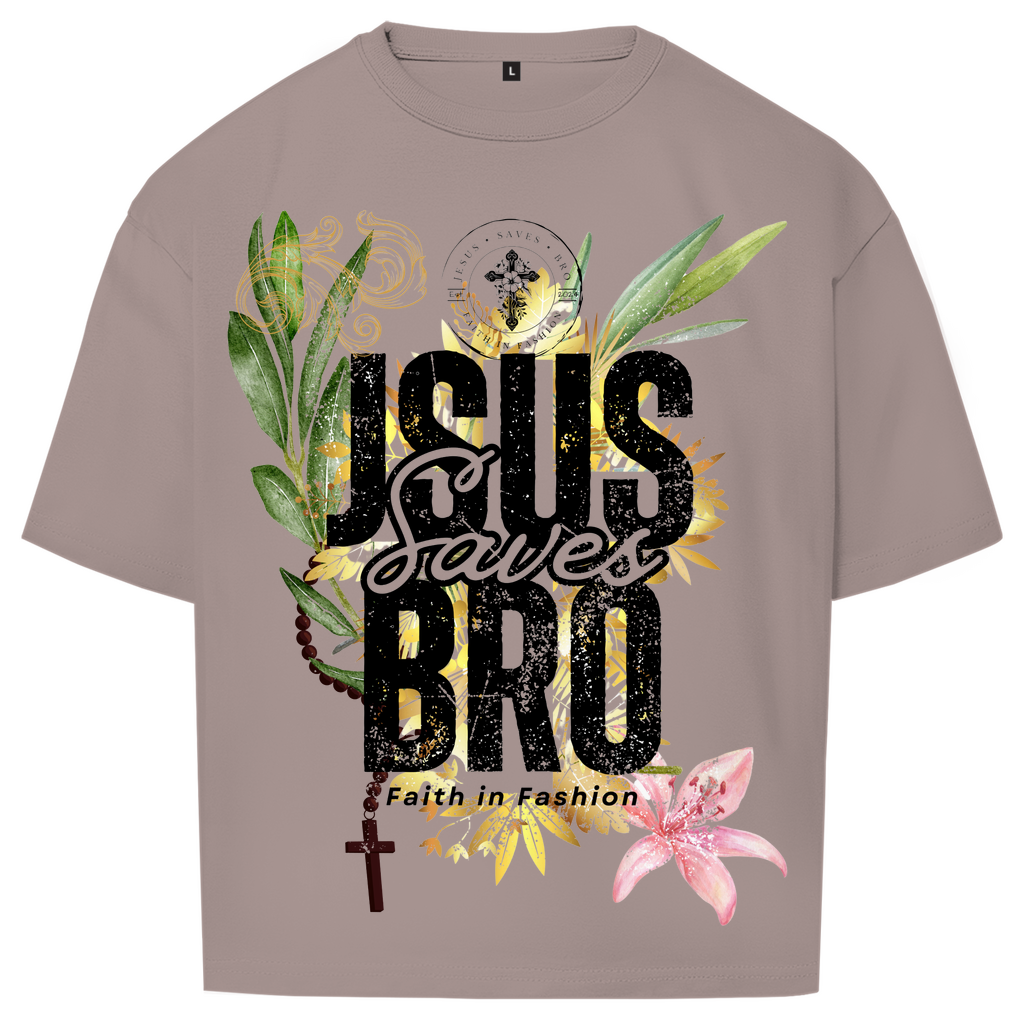 JESUS SAVES BRO - FLOWERS & CHAIN - OVERSIZE SHIRT - UNISEX
