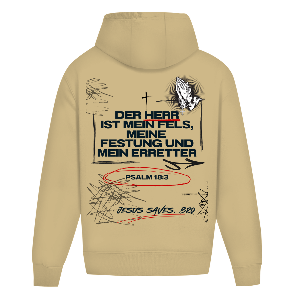 JESUS SAVES BRO - DER HERR IST MEIN FELS - OVERSIZE HOODIE - UNISEX