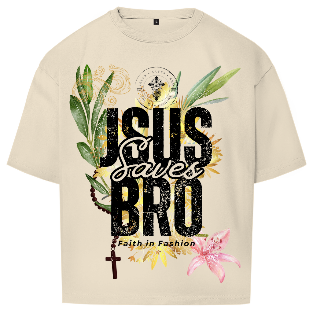 JESUS SAVES BRO - FLOWERS & CHAIN - OVERSIZE SHIRT - UNISEX