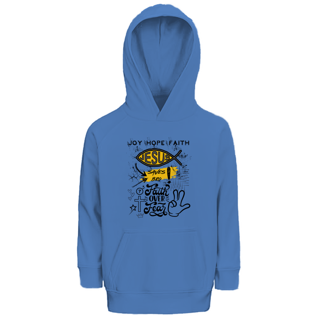JESUS SAVES BRO - FAITH OVER FEAR - KIDS HOODIE