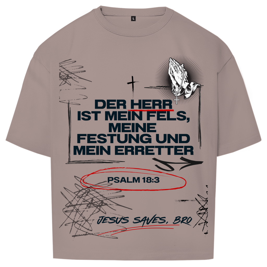 JESUS SAVES BRO - DER HERR IST MEIN FELS - OVERSIZE SHIRT - UNISEX