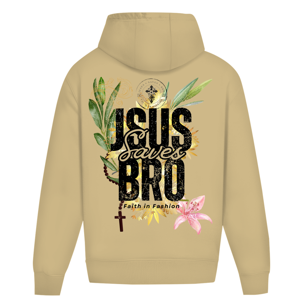 JESUS SAVES BRO - FLOWERS & CHAIN - OVERSIZE HOODIE - UNISEX