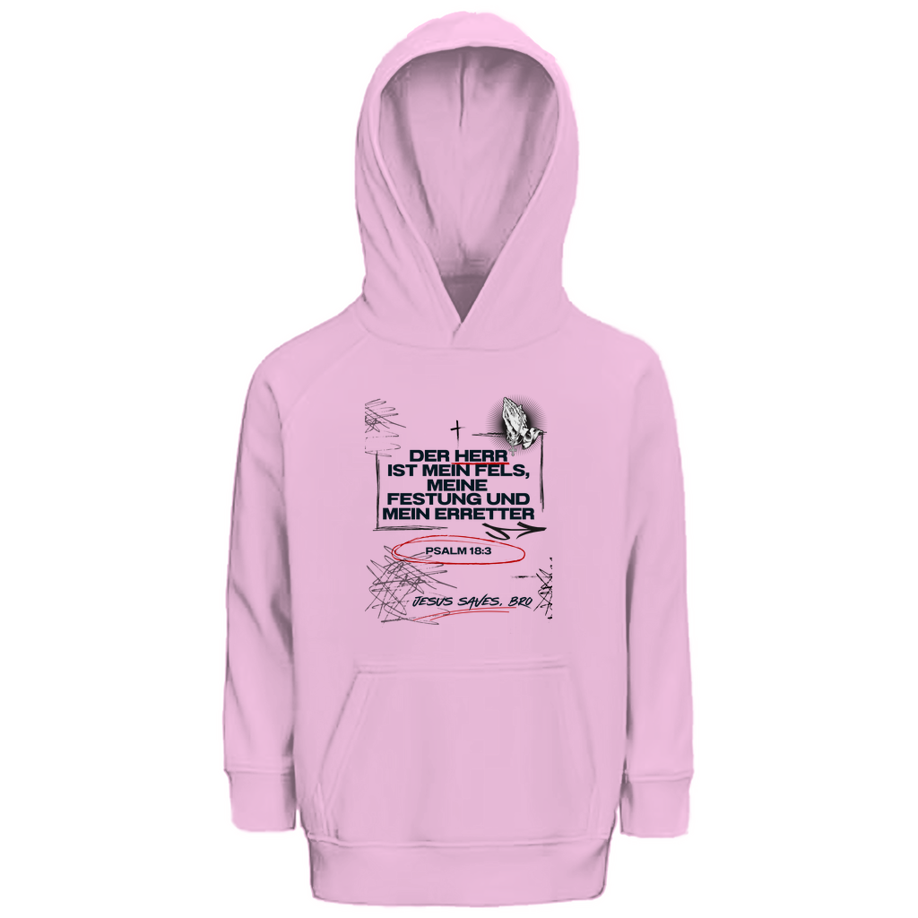 JESUS SAVES BRO - DER HERR IST MEIN FELS - KIDS HOODIE