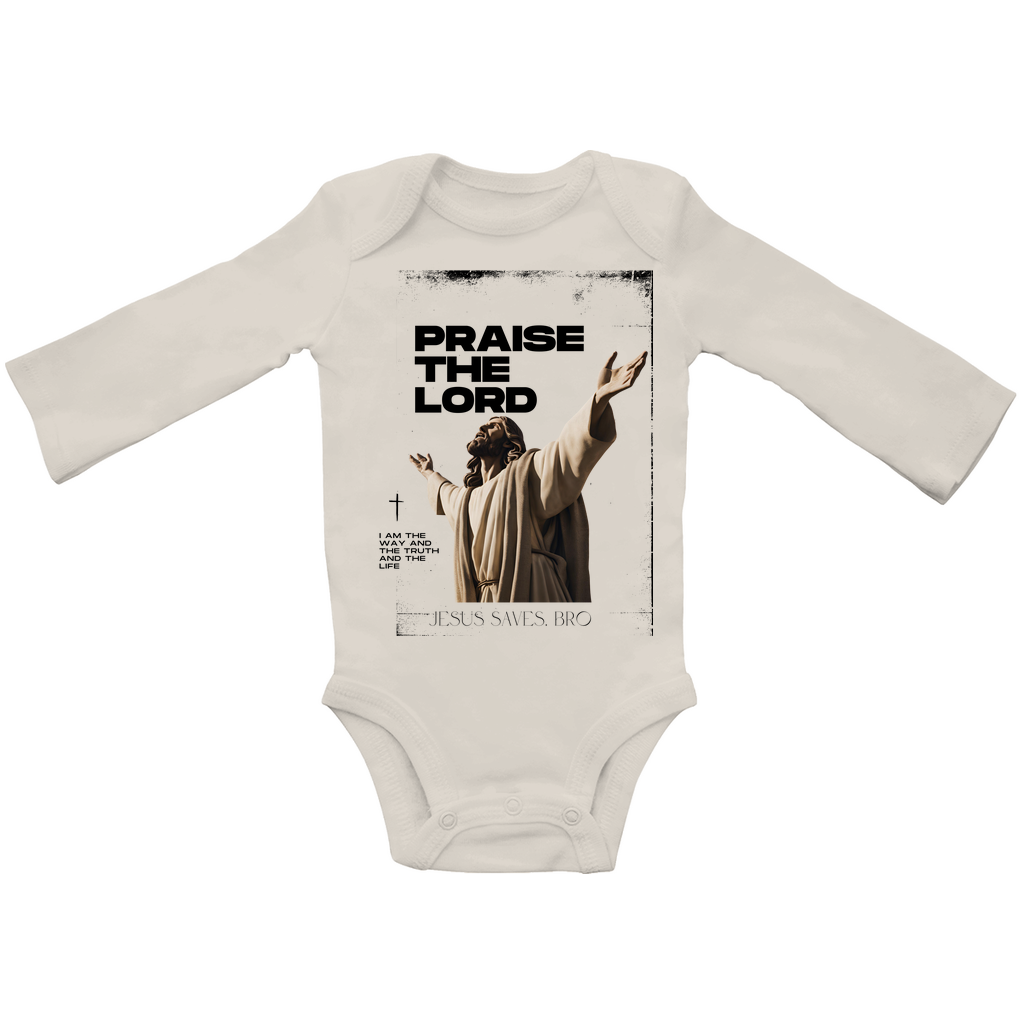 JESUS SAVES BRO - PRAISE THE LORD - BABY BODYSUIT LONGSLEEVE