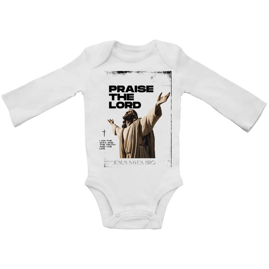 JESUS SAVES BRO - PRAISE THE LORD - BABY BODYSUIT LONGSLEEVE