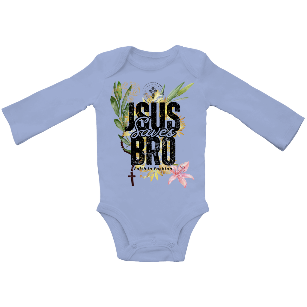 JESUS SAVES BRO - FLOWERS & CHAIN - BABY BODYSUIT LONGSLEEVE