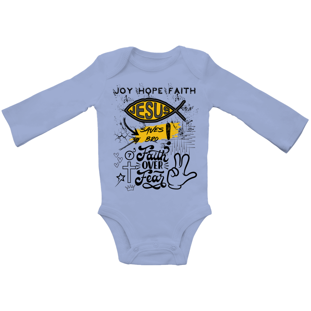 JESUS SAVES BRO - FAITH OVER FEAR - BABY BODYSUIT LONGSLEEVE