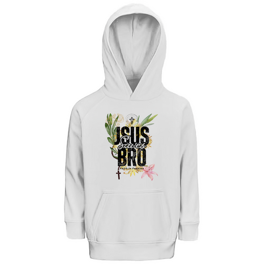 JESUS SAVES BRO - FLOWERS & CHAIN - KIDS HOODIE