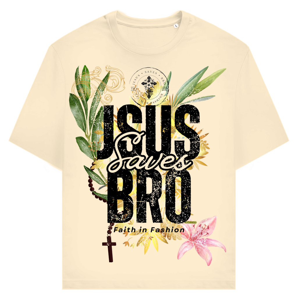 JESUS SAVES BRO - FLOWERS & CHAIN - T-SHIRT - UNISEX