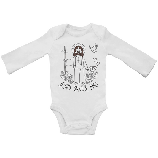 JESUS SAVES BRO - JESUS SAVES - BABY BODYSUIT LONGSLEEVE