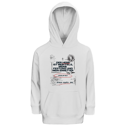JESUS SAVES BRO - DER HERR IST MEIN FELS - KIDS HOODIE