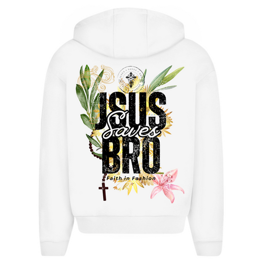 JESUS SAVES BRO - FLOWERS & CHAIN - ZIPPER - UNISEX - OVERSIZE