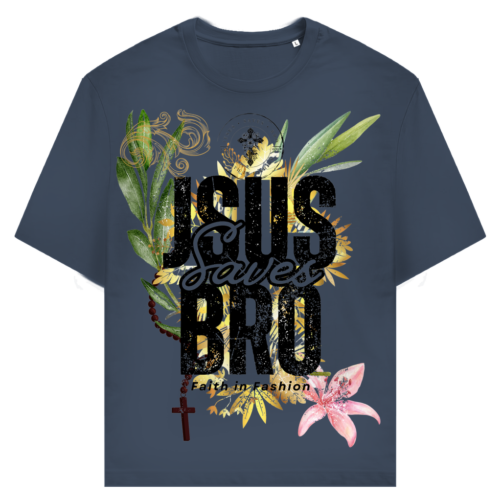 JESUS SAVES BRO - FLOWERS & CHAIN - T-SHIRT - UNISEX