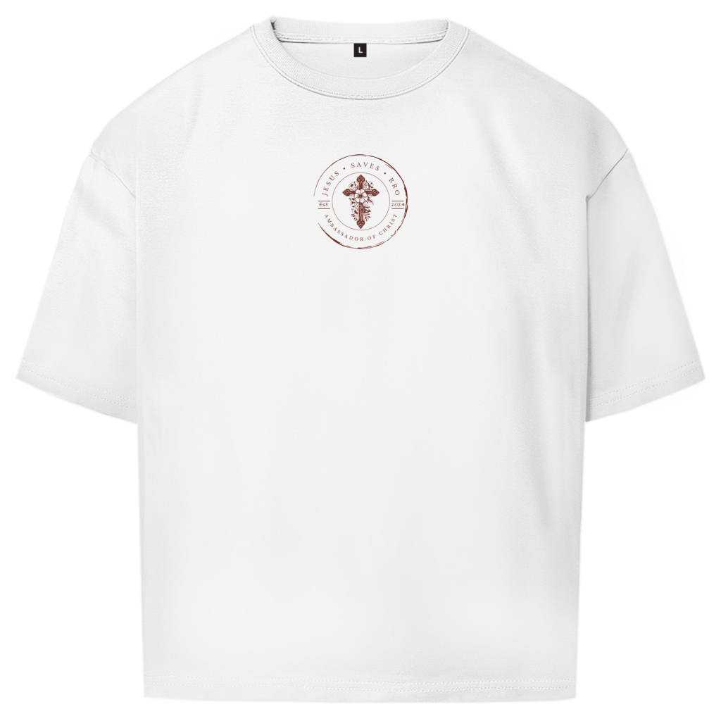 JESUS SAVES BRO - GOD THE GREAT ARCHITECT - OVERSIZE SHIRT - UNISEX - FRONT - WEISS