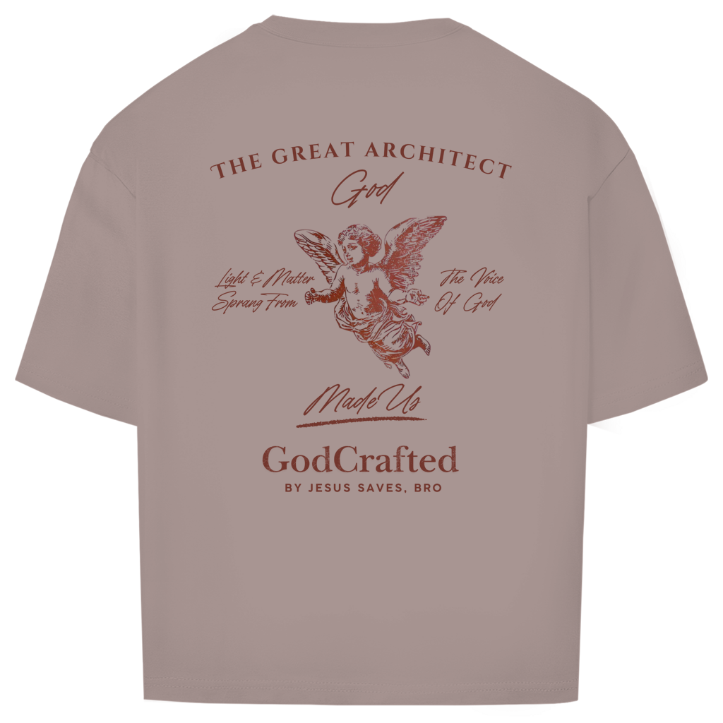 JESUS SAVES BRO - GOD THE GREAT ARCHITECT - OVERSIZE SHIRT - UNISEX - BACK - DUSK ROSE