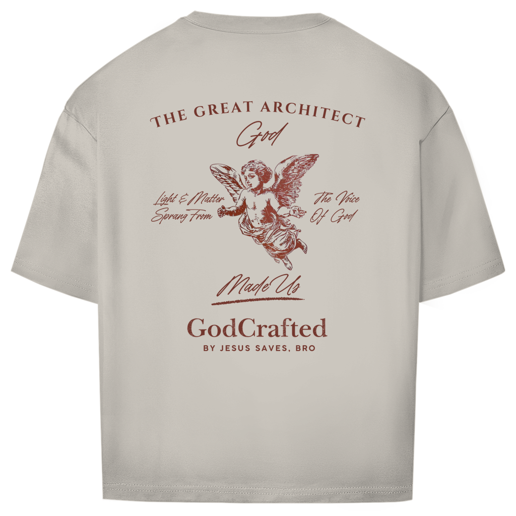 JESUS SAVES BRO - GOD THE GREAT ARCHITECT - OVERSIZE SHIRT - UNISEX - BACK - GREY