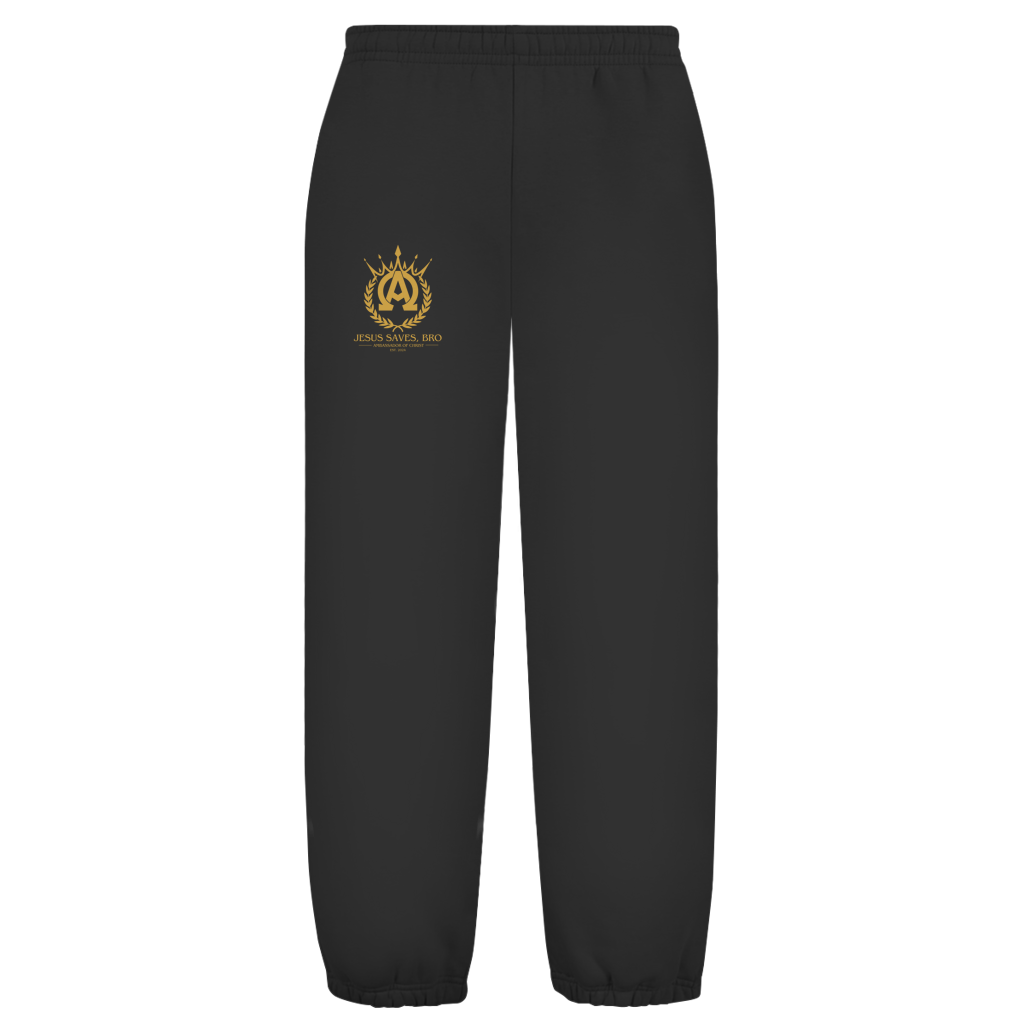 JESUS SAVES BRO - ALPHA & OMEGA - JOGGER - UNISEX - FRONT - BLACK