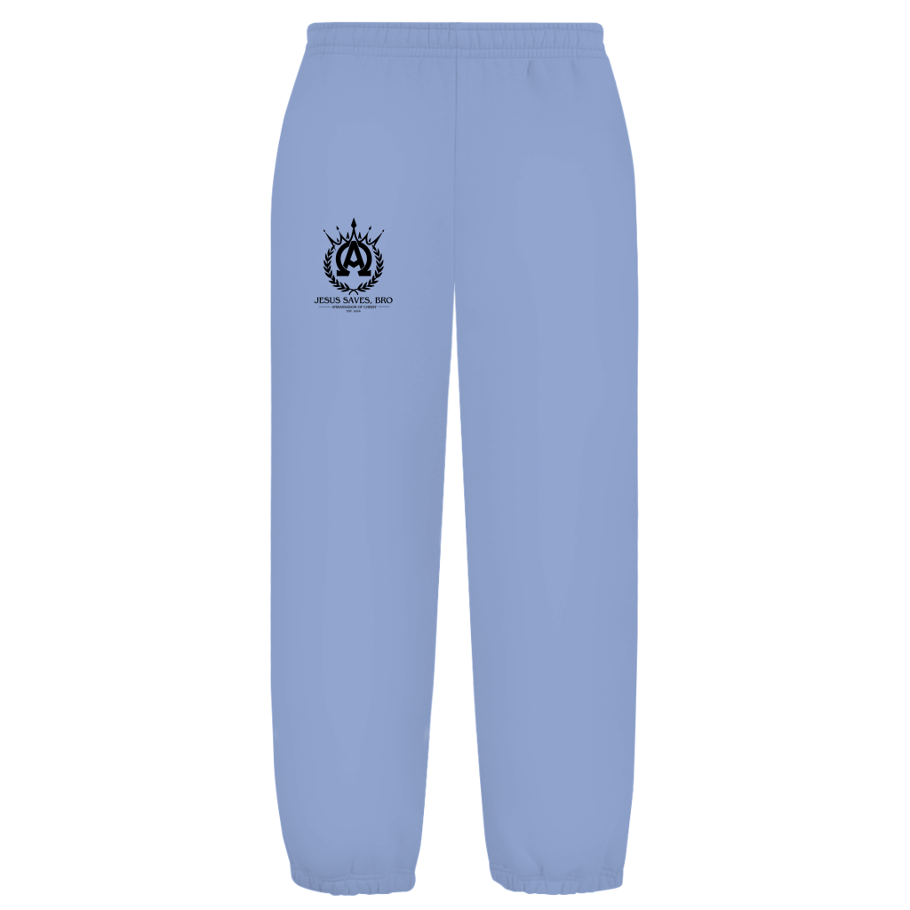 JESUS SAVES BRO - ALPHA & OMEGA - JOGGER - UNISEX - FRONT - POWDER BLUE