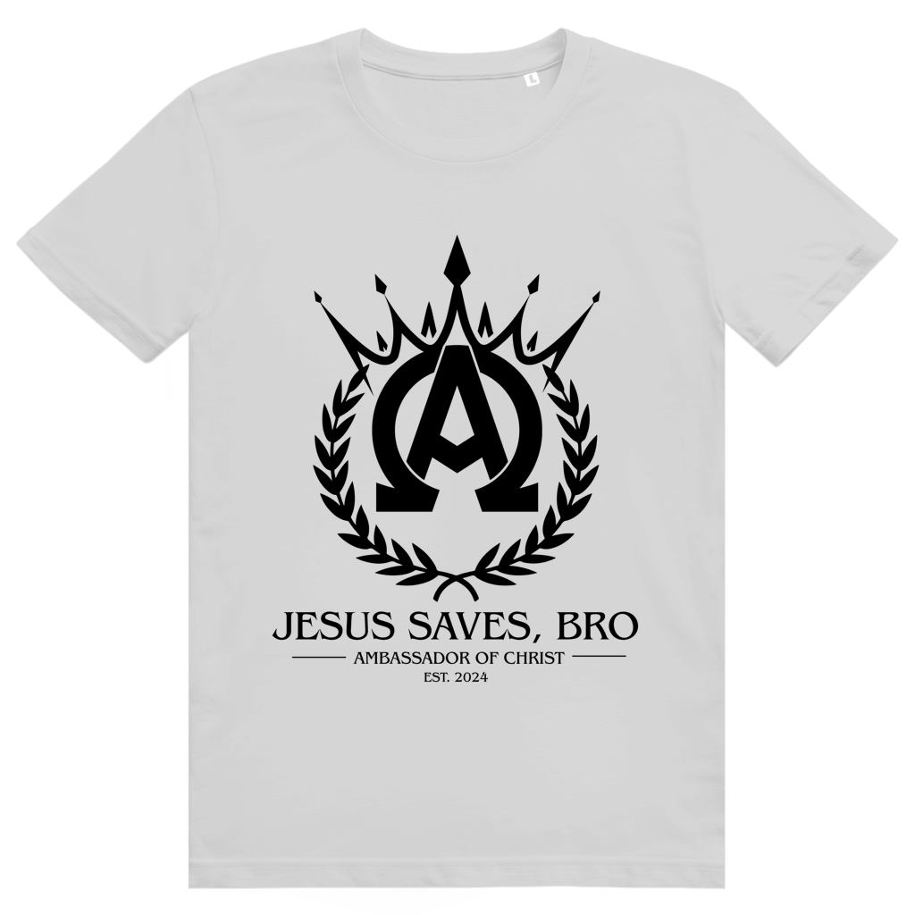 ALPHA & OMEGA SHIRT JESUS SAVES BRO - WHITE