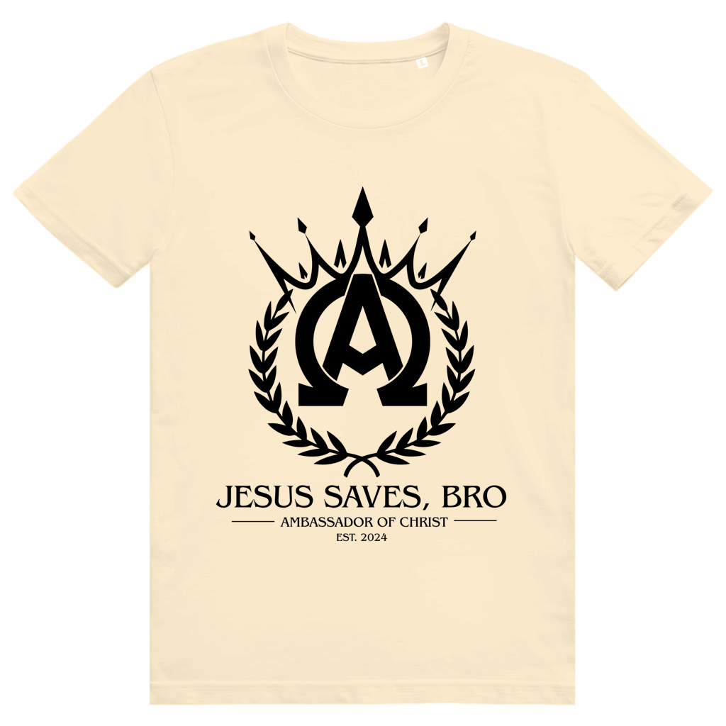 ALPHA & OMEGA SHIRT JESUS SAVES BRO - NATURAL