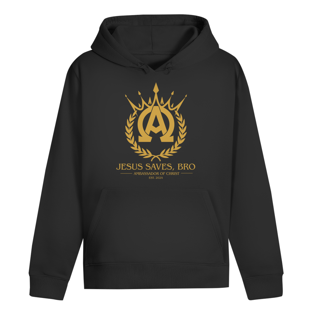 JESUS SAVES BRO - HOODIE - ALPHA & OMEGA - BLACK