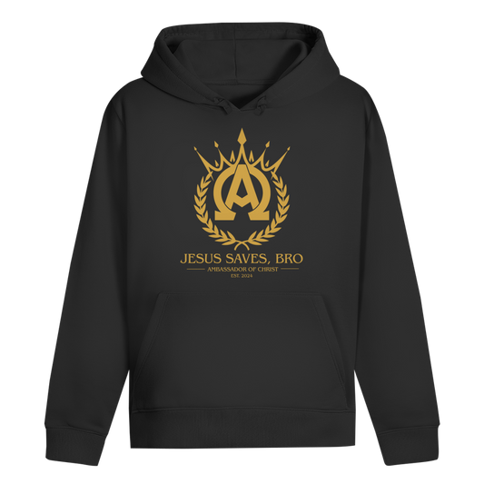JESUS SAVES BRO - HOODIE - ALPHA & OMEGA - BLACK