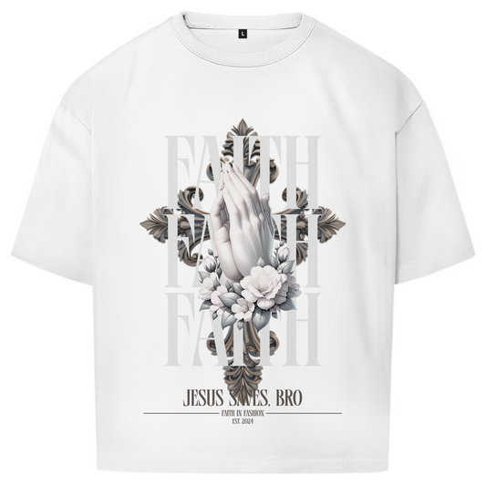 JESUS SAVES BRO - PRAYING HANDS - OVERSIZE SHIRT - UNISEX