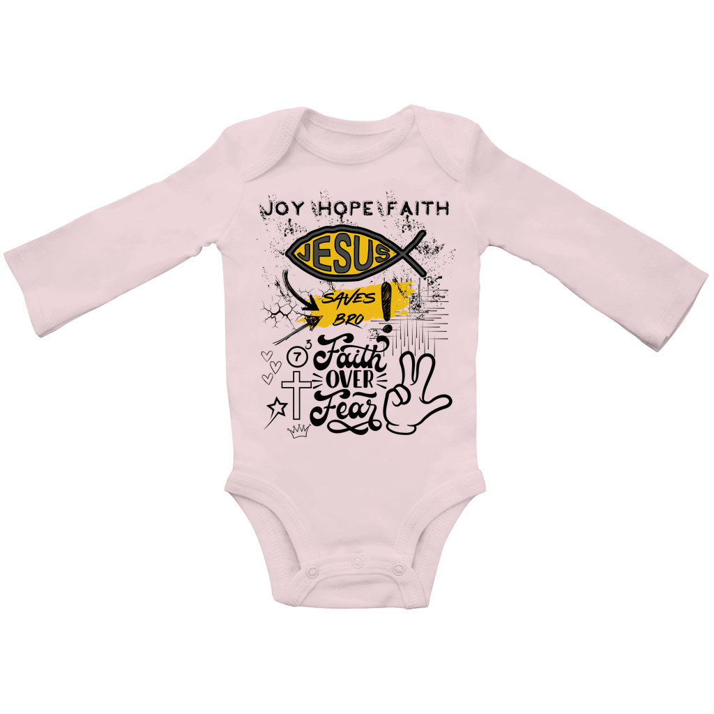 JESUS SAVES BRO - FAITH OVER FEAR - BABY BODYSUIT LONGSLEEVE