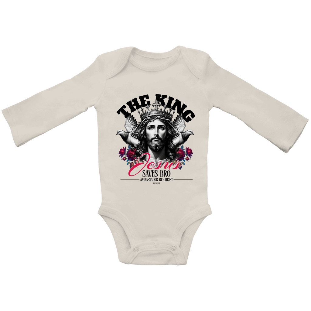 JESUS SAVES BRO - THE KING - BABY BODYSUIT LONGSLEEVE