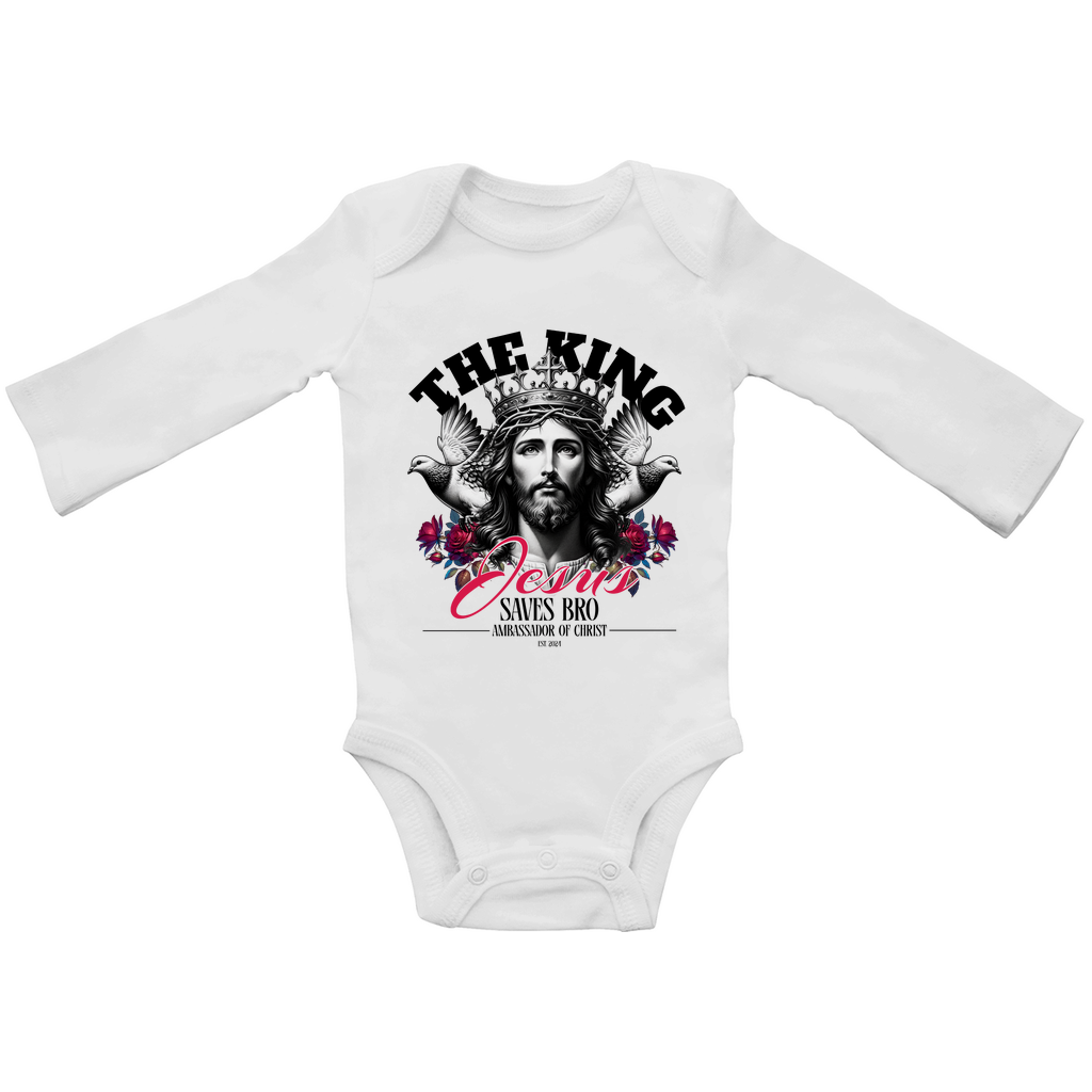 JESUS SAVES BRO - THE KING - BABY BODYSUIT LONGSLEEVE