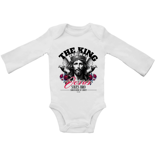 JESUS SAVES BRO - THE KING - BABY BODYSUIT LONGSLEEVE