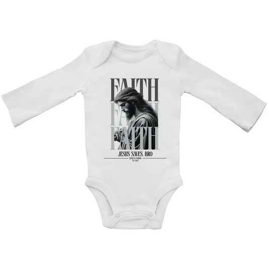 JESUS SAVES BRO - FAITH - BABY BODYSUIT LONGSLEEVE