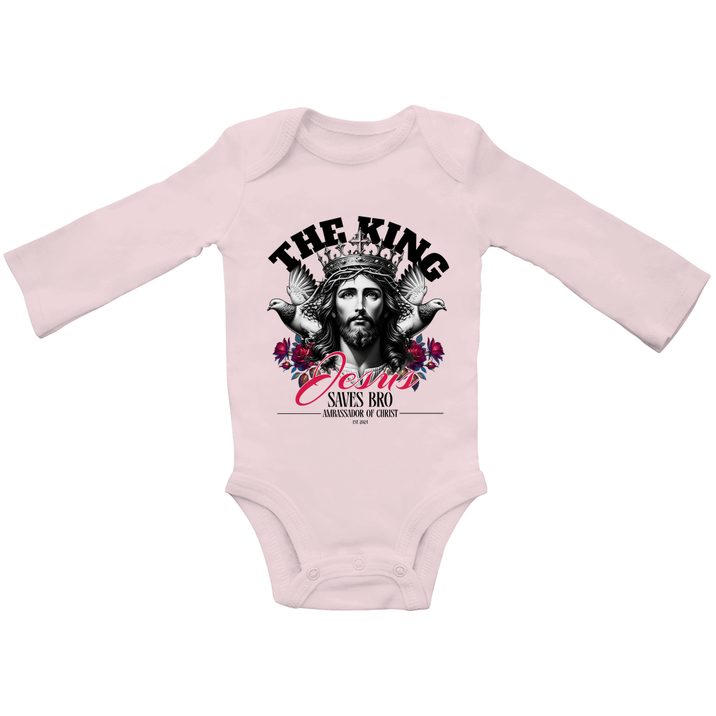 JESUS SAVES BRO - THE KING - BABY BODYSUIT LONGSLEEVE