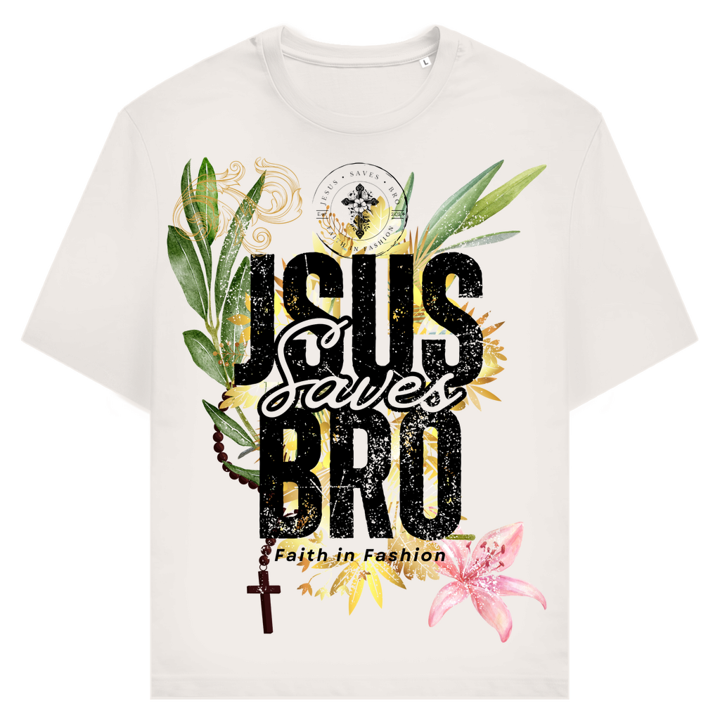 JESUS SAVES BRO - FLOWERS & CHAIN - T-SHIRT - UNISEX