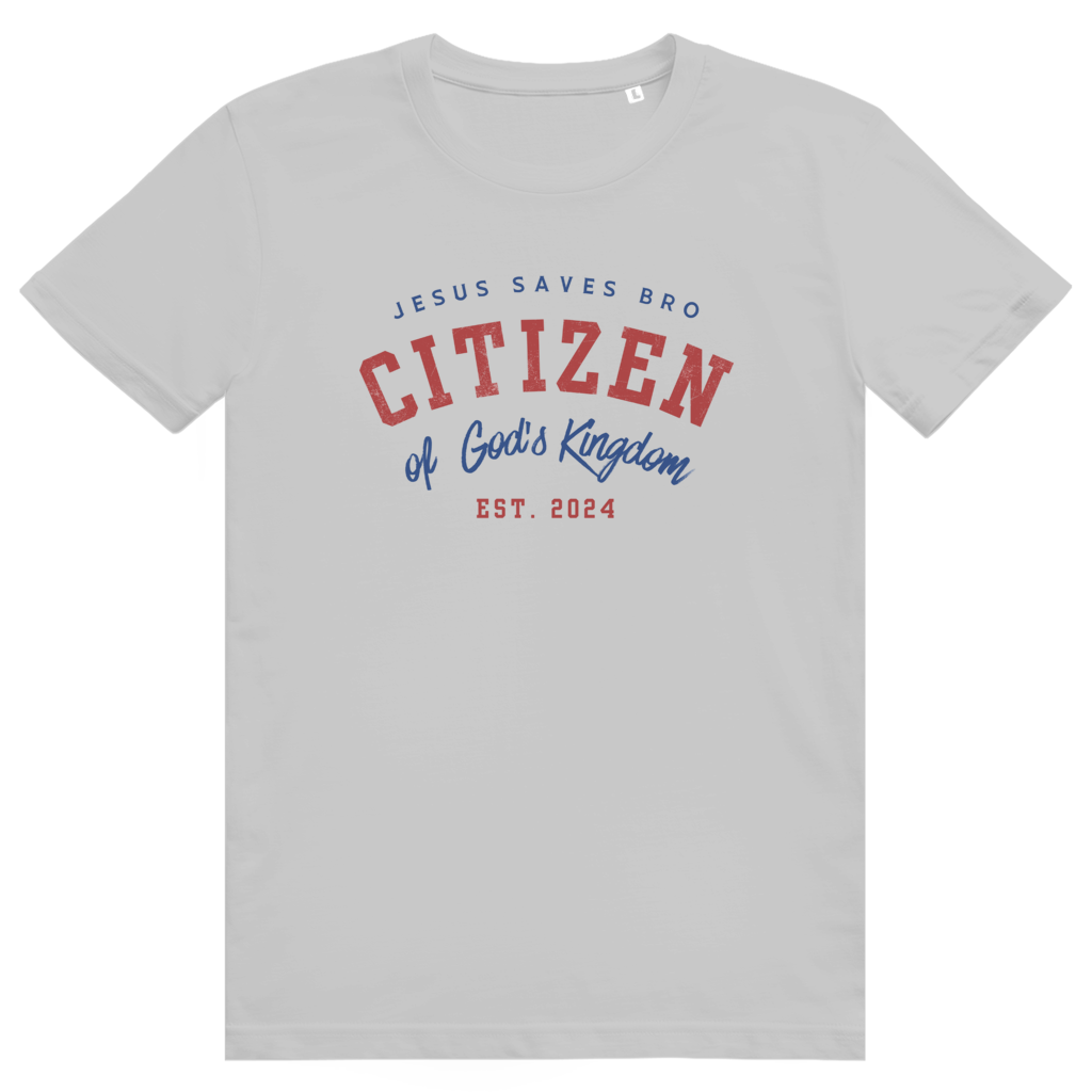 JESUS SAVES BRO_CITIZEN OF GODS KINGDOM_SHIRT_MID HEATHER GREY